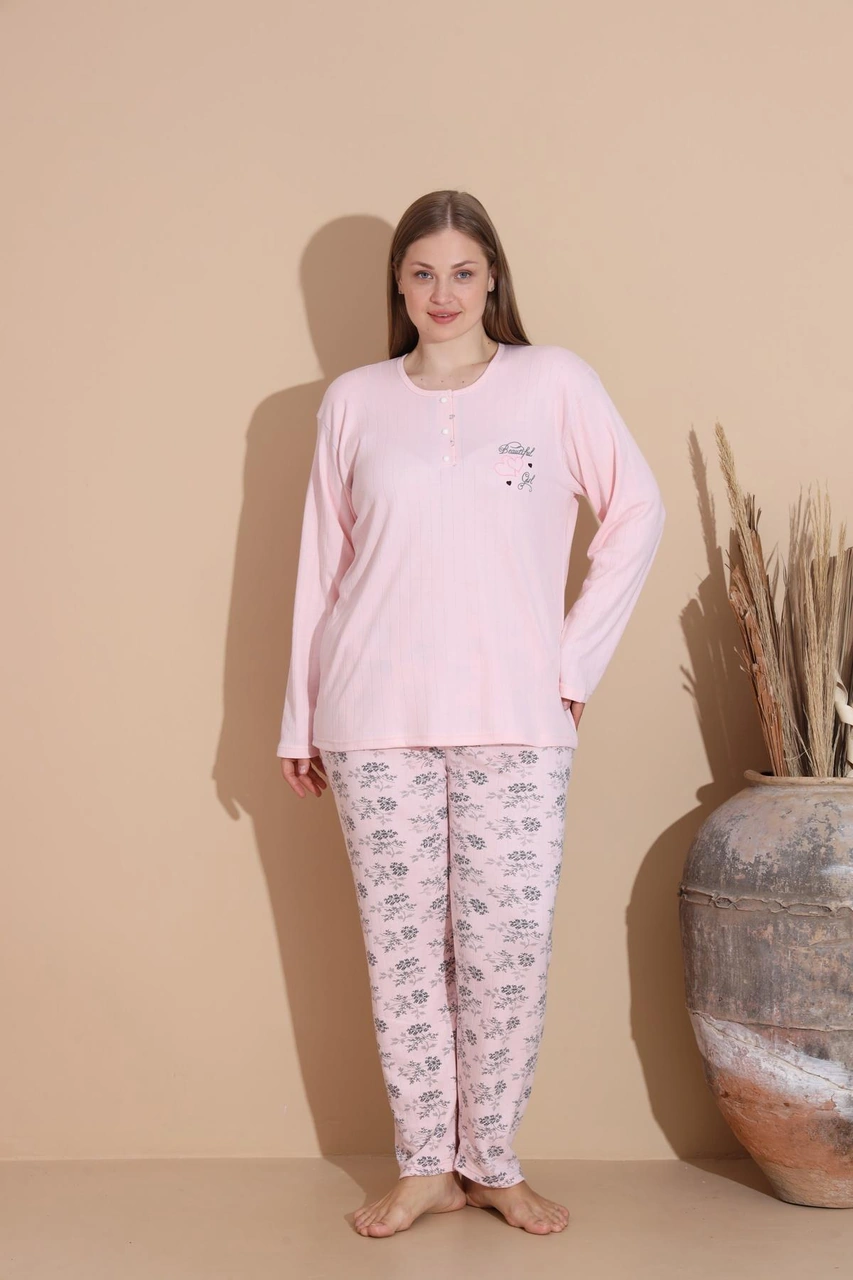Boyraz Lindros Kadın Pamuk'lu Düğme Yaka Raporlu İnterlok Kışlık Battal Pijama Takımı 05150p - 1 Adet Pembe Boyraz Lindros Kadın Pamuk'lu Düğme Yaka Raporlu İnterlok Kışlık Battal Pijama Takımı 05150p - 1 Adet Pembe