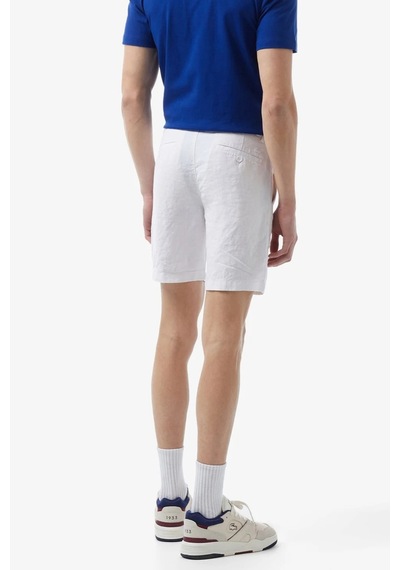 Lacoste Men's Slim Fit Linen Bermuda Shorts White Erkek Dar Kesim Keten Şort Beyaz