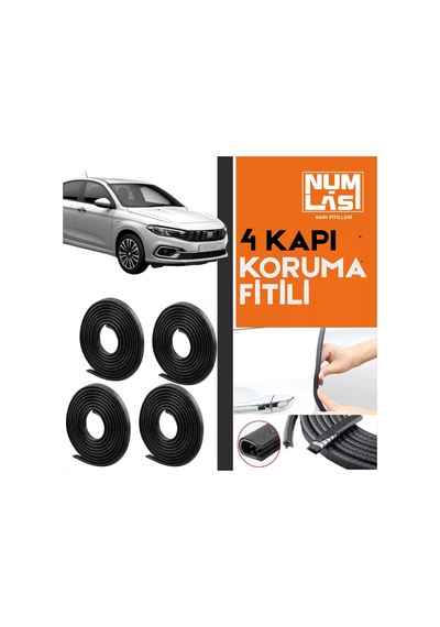 Fiat Egea Sedan 4 Kapı Koruma Fitili Siyah Renk Numlas-a Kalite-nm2164