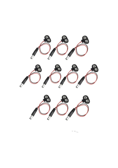 Koodmax - 10 Adet - 9v Pil Başlığı 9 Volt Pil Yuvası Pil Yatağı Jaklı - T Model - Arduino Uyumlu