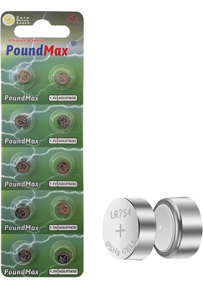 Poundmax 20 Adet Ag5 Lr754,393 1,5v Alkalin Düğme Pil