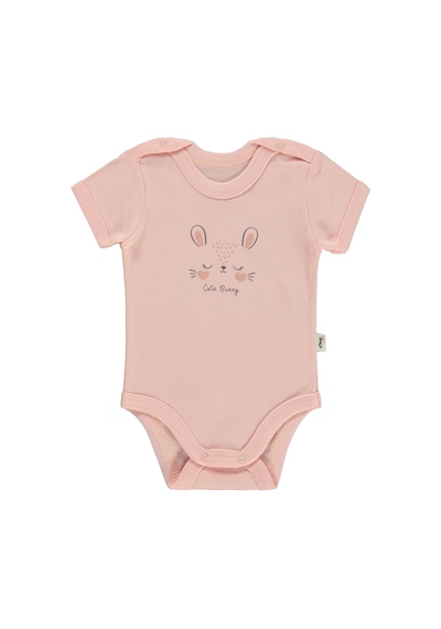 Civil Baby Cute Bunny Baskılı 1-36 Ay Çıtçıtlı Badi - Pembe Soft Pembe
