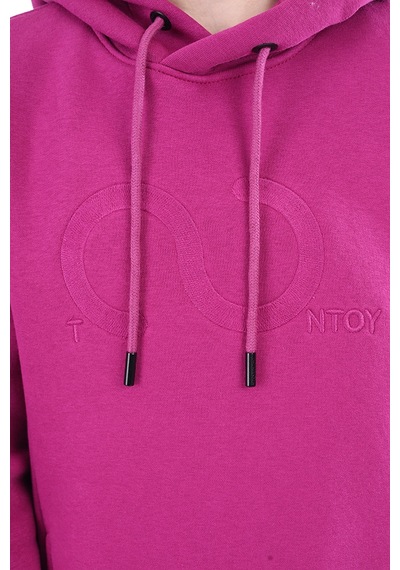 Kız Çocuk Oversize Kapüşonlu Cepli Düşük Omuz Baskılı Sweatshirt - Beli Ayarlanabilir & 3 İplik Şardonlu Mürdüm Kız Çocuk Oversize Kapüşonlu Cepli Düşük Omuz Baskılı Sweatshirt - Beli Ayarlanabilir & 3 İplik Şardonlu Mürdüm