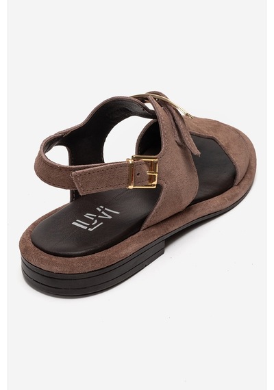 Luvishoes Auren Vizon Süet Hakiki Deri Tokalı Kadın Sandalet