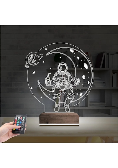 Luvivia Astronot Ay Gezegen 3d Lamba - Masa Gece Lambası Şeffaf