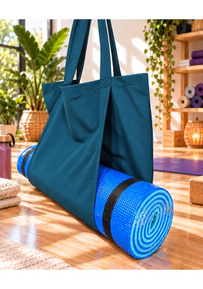 Mat Taşıma Çantası Yoga Fitness Silindir Antrenman Çantası - Çantalı Fermuarlı Mat Taşıma Çantası Koyu Petrol Mavisi/buz Mavisi