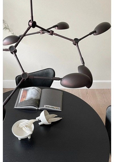 101 Copenhagen Drop Chandelier Mini Pirinç Kaplama Dekoratif Tasarım Avize Yanmış Siyah