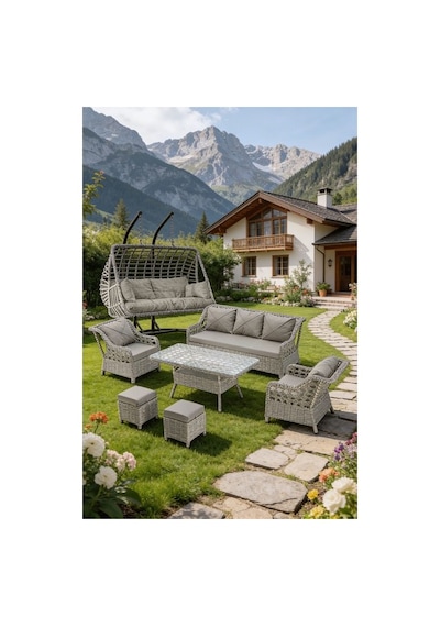 Dora Garden Home Ecem 7 Kişilik Rattan Bahçe Mobilyası Ve 2 Kişilik Rattan Salıncak Seti-açık Gri Siyah Çizgili Dora Garden Home Ecem 7 Kişilik Rattan Bahçe Mobilyası Ve 2 Kişilik Rattan Salıncak Seti-açık Gri Siyah Çizgili
