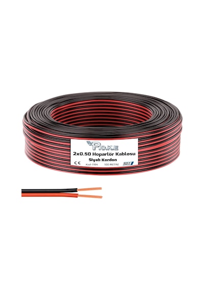 Kablo Kablo 2x0.50 Hoparlör Kablosu Siyah 100mt Kordon Poke Pk-1164