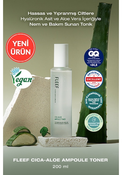 Hassas Ciltlere Nem Ve Nazik Bakım Sunan Tonik Dashu Fleef Cica-aloe Ampoule Toner