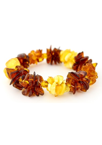 Kehribar Bileklik Amorf Tasarım Ambergold Blk23-122 Çok Renkli