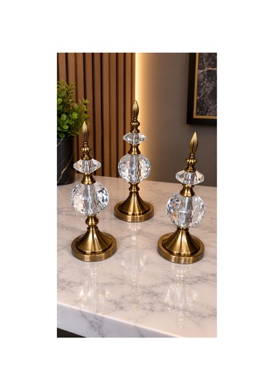 Kristal Detaylı Metal Gövdeli Dekoratif Aksesuar Bronz 62503692