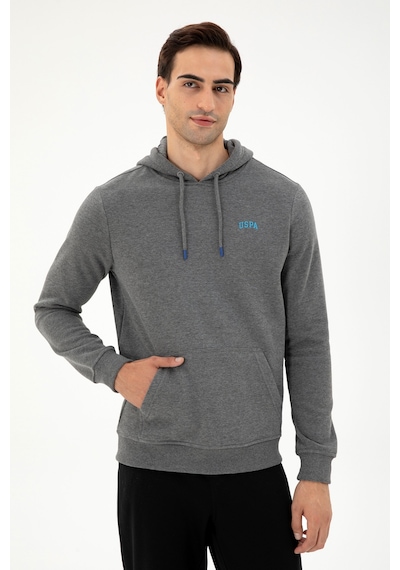 U.S. Polo Assn. Erkek Kapüşonlu Antrasit Melanj Basic Şardonlu Sweatshirt 50295176-VR081