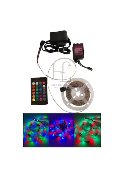12 Volt 5 Metre 3528 Tek Çipli Rgb İç Mekan Ip20 Şerit Led Set