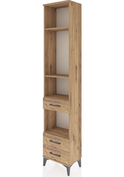 Arges Dolap 4 Raflı 3 Çekmeceli 44x30x221 Çam-çam Çam