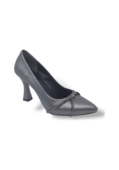 Zerhan 355 Kadın Platin Taşlı Kadeh Topuk Stiletto Ayakkabı Platin