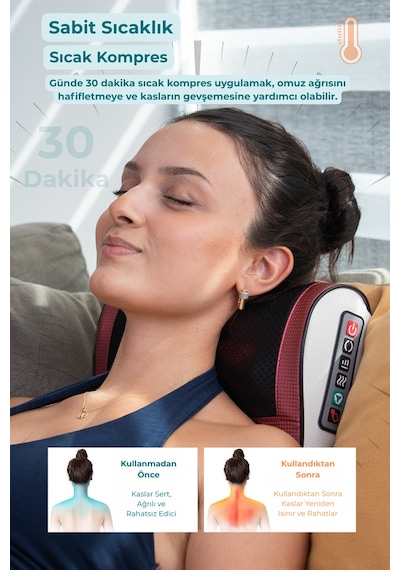 Mdsgroup Elektrikli Boyun Bel Sırt Ovmalı Isıtmalı Yoğurmalı Çok Amaçlı Masaj Yastığı/araç Çakmaklığı Dahil Çok Renkli