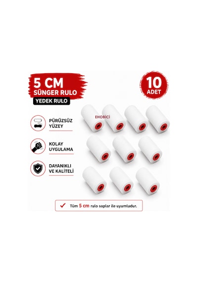 Sünger Rulo 5cm Yedek Sünger 10 Lu Takım