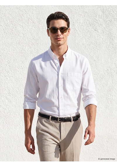 Lcwaıkıkı Classic Beyaz Regular Fit Gabardin Erkek Basic Gömlek