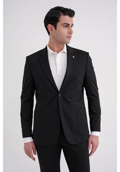 Efor Comfort Fit Mono Yaka Torba Cep Esnek Yünlü Siyah Spor Takım Elbise Tk 931 Siyah