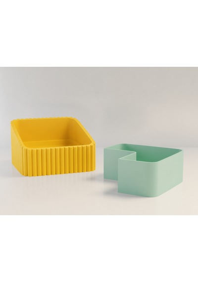 3d Baskı Fıstık Kasesi - Çift Hazneli Kabuk Ayırıcı Sunum Kasesi - Sarı Mint