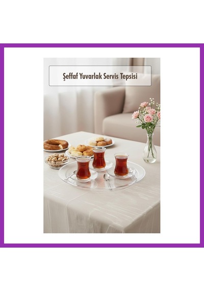 Bezos Şeffaf Yuvarlak Servis Tepsisi 33 Cm Bty