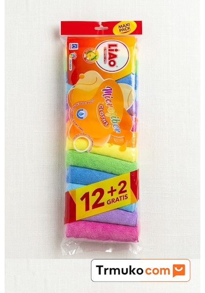 14 Adet 12+2 Çok Amaçlı Mikrofiber Temizlik Bezi - 30x30 Cm Renkli Ekonomik Maxi Paket Çok Renkli