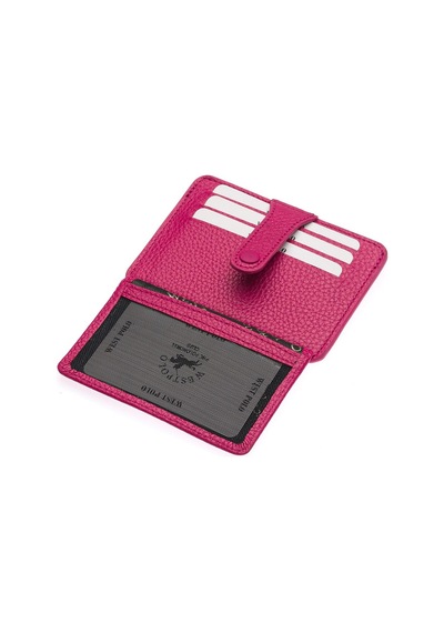 West Polo Hakiki Deri Patlı Bol Kartlıklı Kağıt Para Bölmeli Unisex Kartlık Tr115 Fuşya