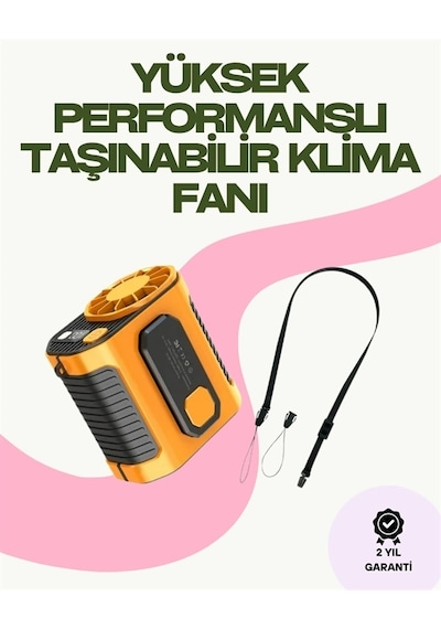 Hubrendy  Dijital Göstergeli Turbo Taşınabilir Fan Usb Type-c, 3 Serinlik Modu