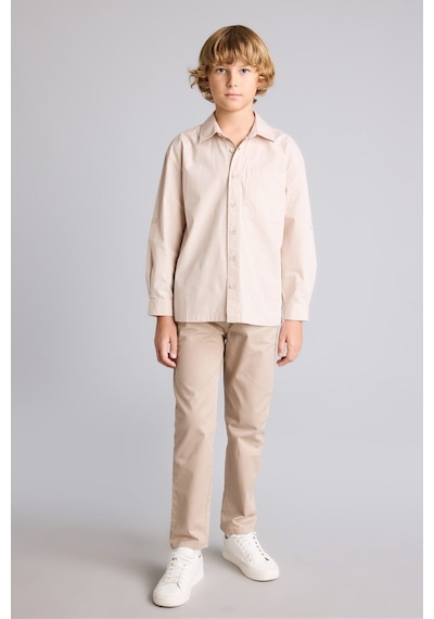 DeFacto Erkek Çocuk Oversize Geniş Kalıp Polo Yaka Paraşüt Uzun Kollu Gömlek D9848A825SMBG107