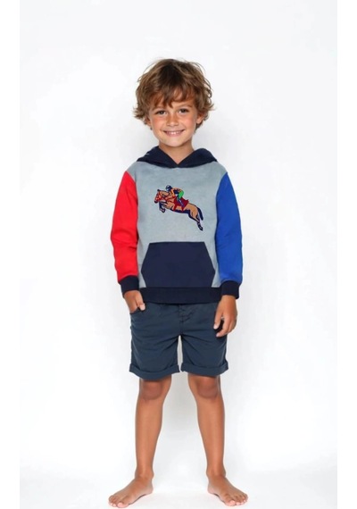 Coupon Çocuk Kapüşonlu Sweatshirt - Tarz / Gri-mavi Gri - Mavi
