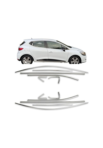 Renault Clio 4 Hb Krom Cam Çıtası Tam Tur 12 Parça 2012-2020 Arası