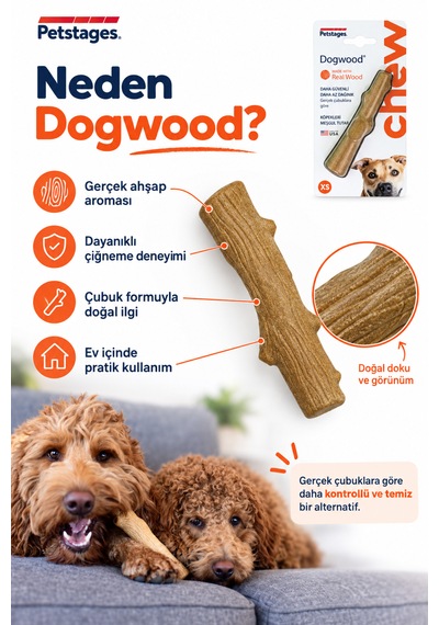 Petstages Dogwood Durable Stick Bitmeyen Kemik Köpek Çiğneme Oyuncağı Xsmall