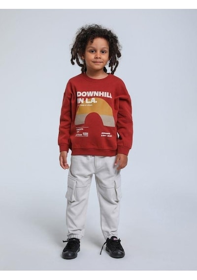 Jack Lions Erkek Bebek Downhill Yazılı Sweatshirt-14342 Kiremit