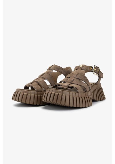 Valmenti Kadın Hakiki Deri Taupe Düz Sandalet 1141 842 Bn Sndlt Y26 Taupe Suede Vizon