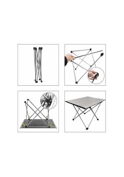 Electroon Taşınabilir Katlanabilir 56x40x41cm Kamp Masası Gri