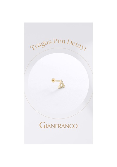 14 Ayar Altın Taşlı Twin Tragus Küpe