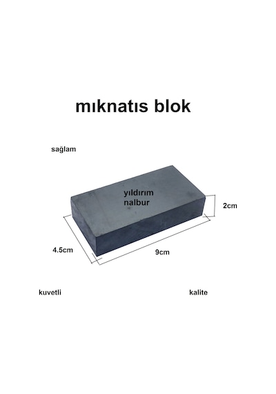 Mıknatıs Blok 90x45x20 Küp Mıknatıs Hobi Mıklantıs Tuğla Mıklatıs