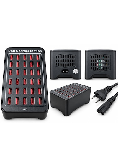 30 Portlu150w Usb Şarj İstasyonu Ev Ofis Toplantı Odası Akıllı Şarj 2.4a Soğutma Fanlı Isı Dağılımı Şarj Cihazı Şarj İstasyonu Çoklu