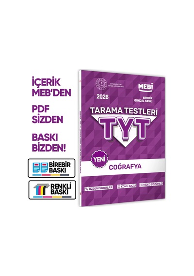 2026 YKS-TYT Mebi-ogm 8li Tüm Dersler Özgün Tarama Test Kitabı A4 Boyut Renkli Görsel  Baskı Ücreti