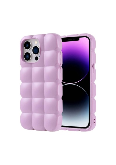 Apple Uyumlu iPhone 14 Pro Max Kılıf Parlak Esnek Silikon Redclick Dom Dom Kapak - Lila