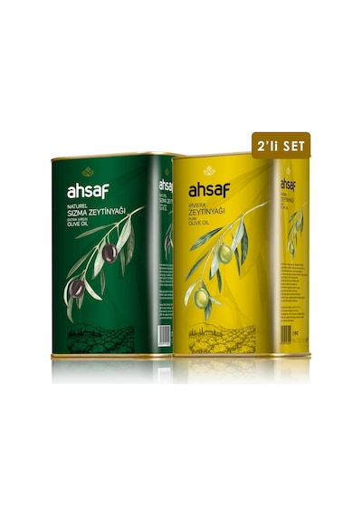 Ahsaf Riviera Zeytinyağı 1 L Teneke + Natürel Sızma Zeytinyağı 1 L Teneke