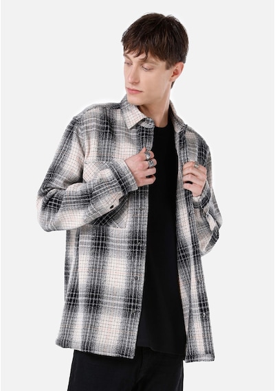 Colin's Colins Comfort Fit Shirt Neck Ekoseli Erkek Siyah Uzun Kol Gömlek Cl1066776 Q1.v1 Blk Siyah