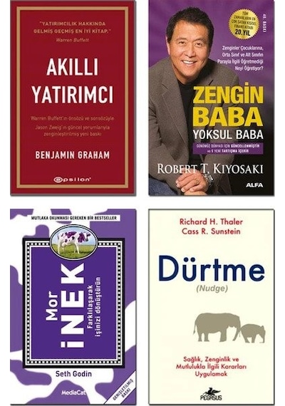 Akıllı Yatırımcı + Zengın Baba Yoksul Baba + Mor Inek + Durtme 4 Set