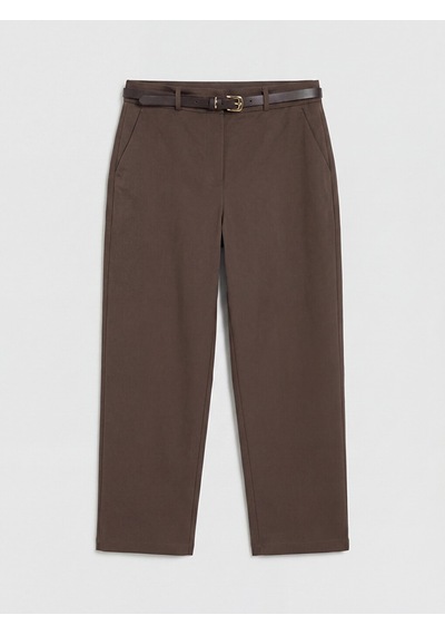 Lcwaıkıkı Classic Kahverengi Beli Kemerli Gabardin Kadın Pantolon