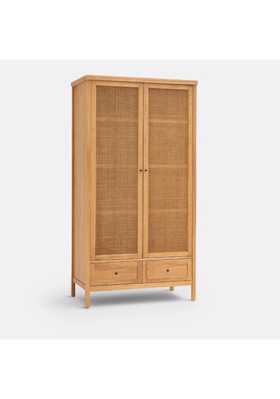 Altea Rattan Detaylı Masif Gardırop Ahşap