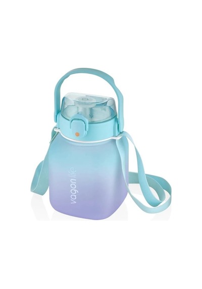Vagonlife Motivasyon Su Matarası 1100ml Mavi Mor Mavi