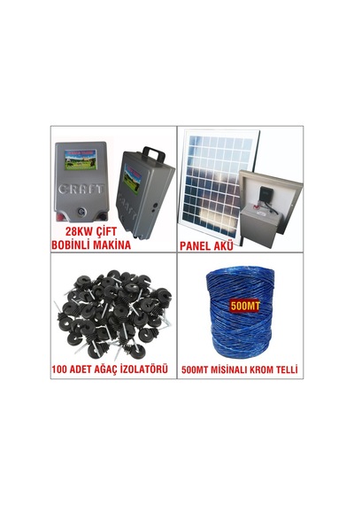 Çift Bobinli 28Kw Elektrikli Çit Seti 5 Dönüm İçin Finike Telli