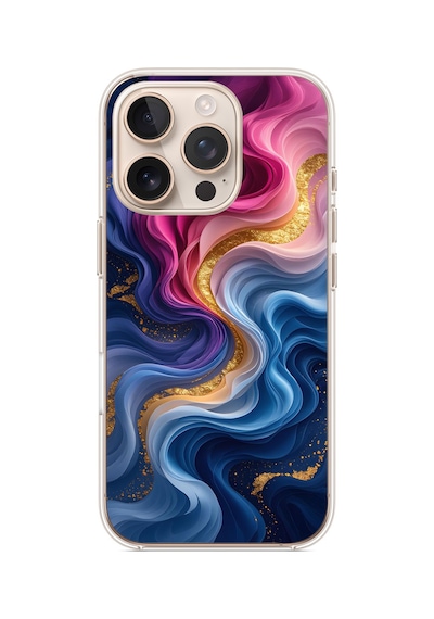 İphone 16 Pro Uyumlu Renk Katranı Baskılı Silikon Kılıf