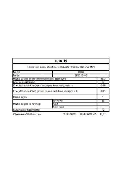 Beko BFC 430 G 72 LT Ankastre Fırın